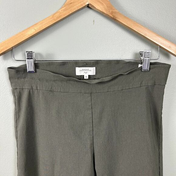 Avenue Montaigne Leo Signature Pant Cropped Flare Stretch Olive Green 8 Medium - Picture 2 of 9